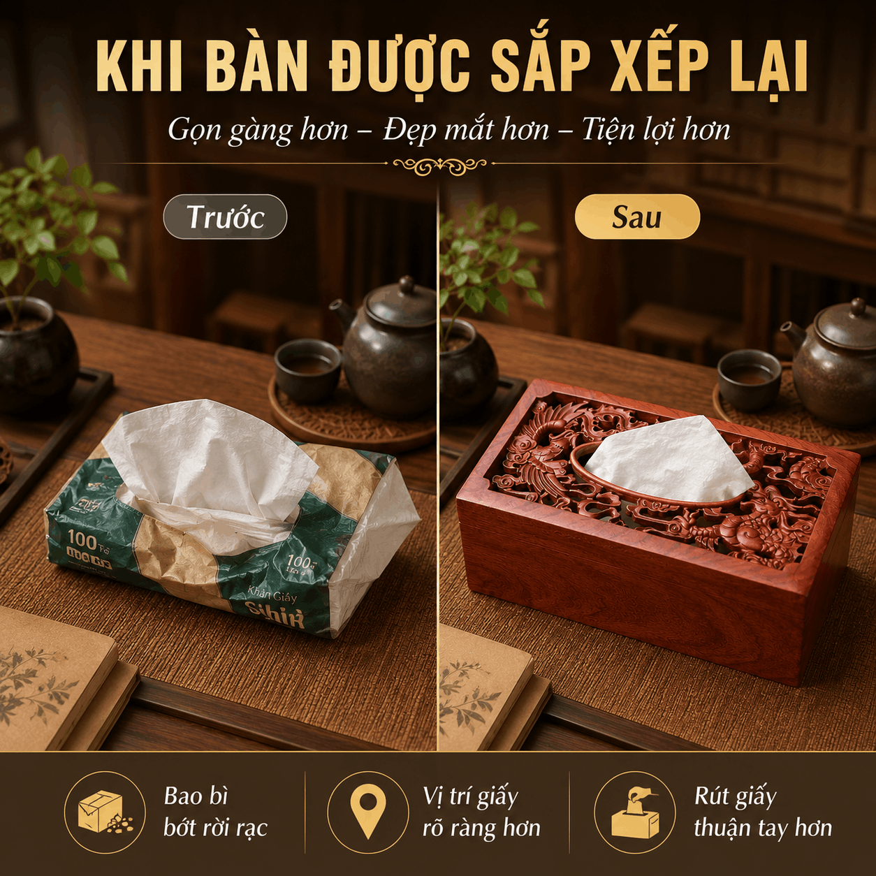 Hộp đựng giấy ăn bằng gỗ
