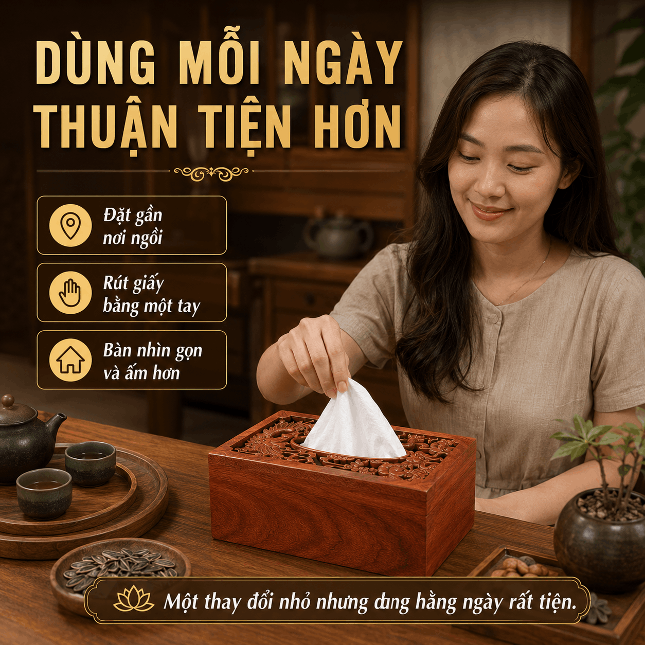 Hộp đựng giấy ăn bằng gỗ