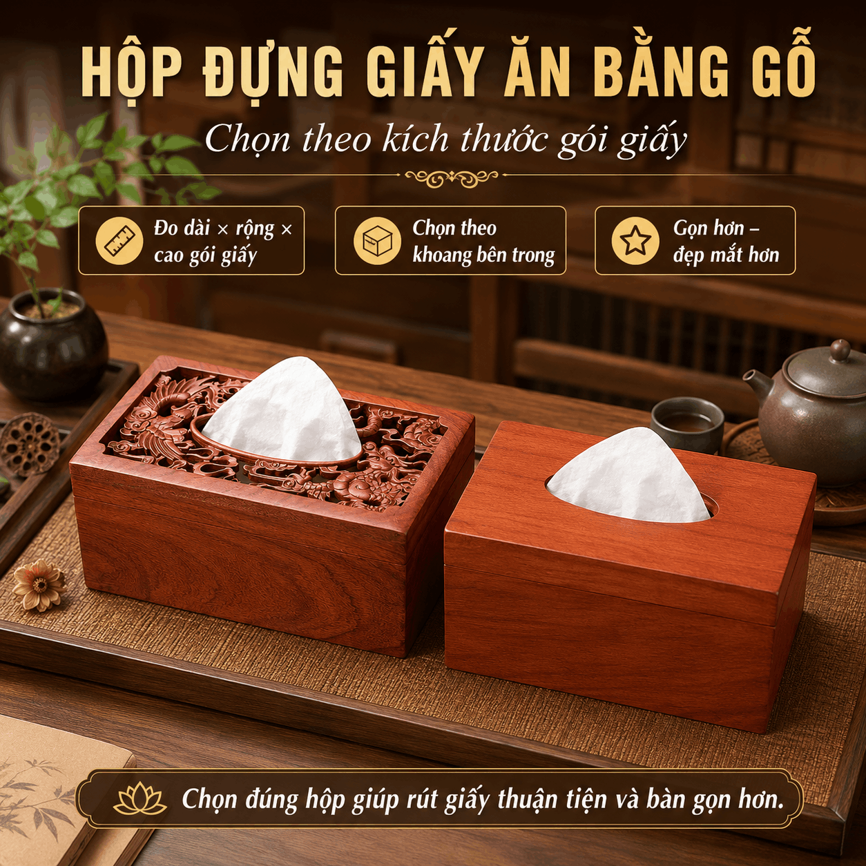 Hộp đựng giấy ăn bằng gỗ