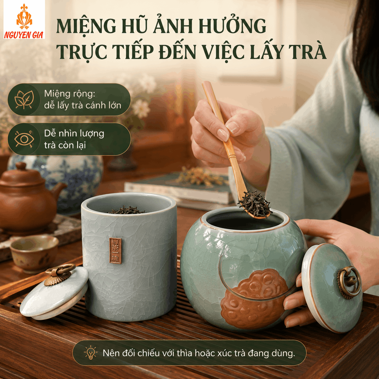 Hộp Đựng Tr&agrave; Bằng Gốm