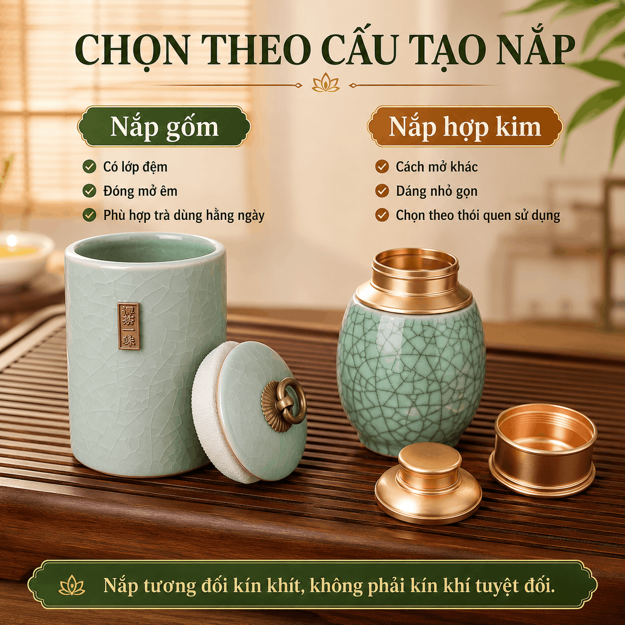 Hộp Đựng Tr&agrave; Bằng Gốm