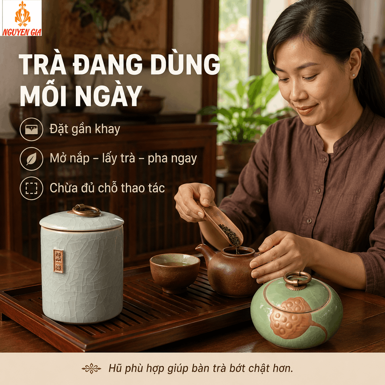 Hộp Đựng Tr&agrave; Bằng Gốm