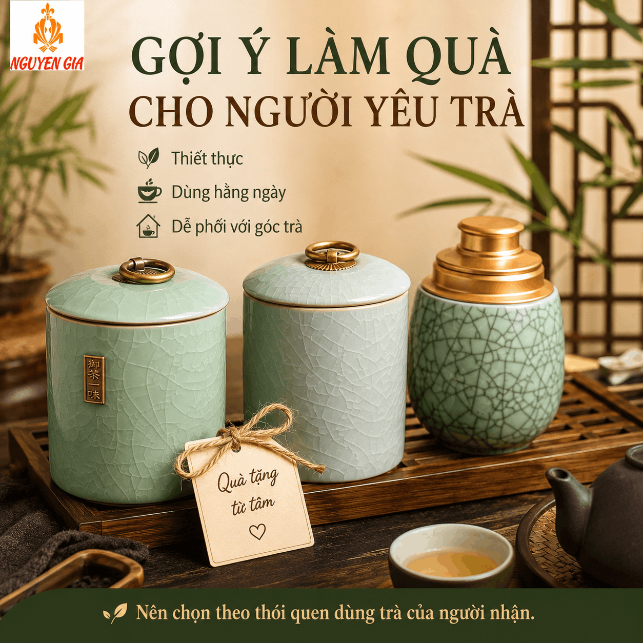 Hộp Đựng Tr&agrave; Bằng Gốm