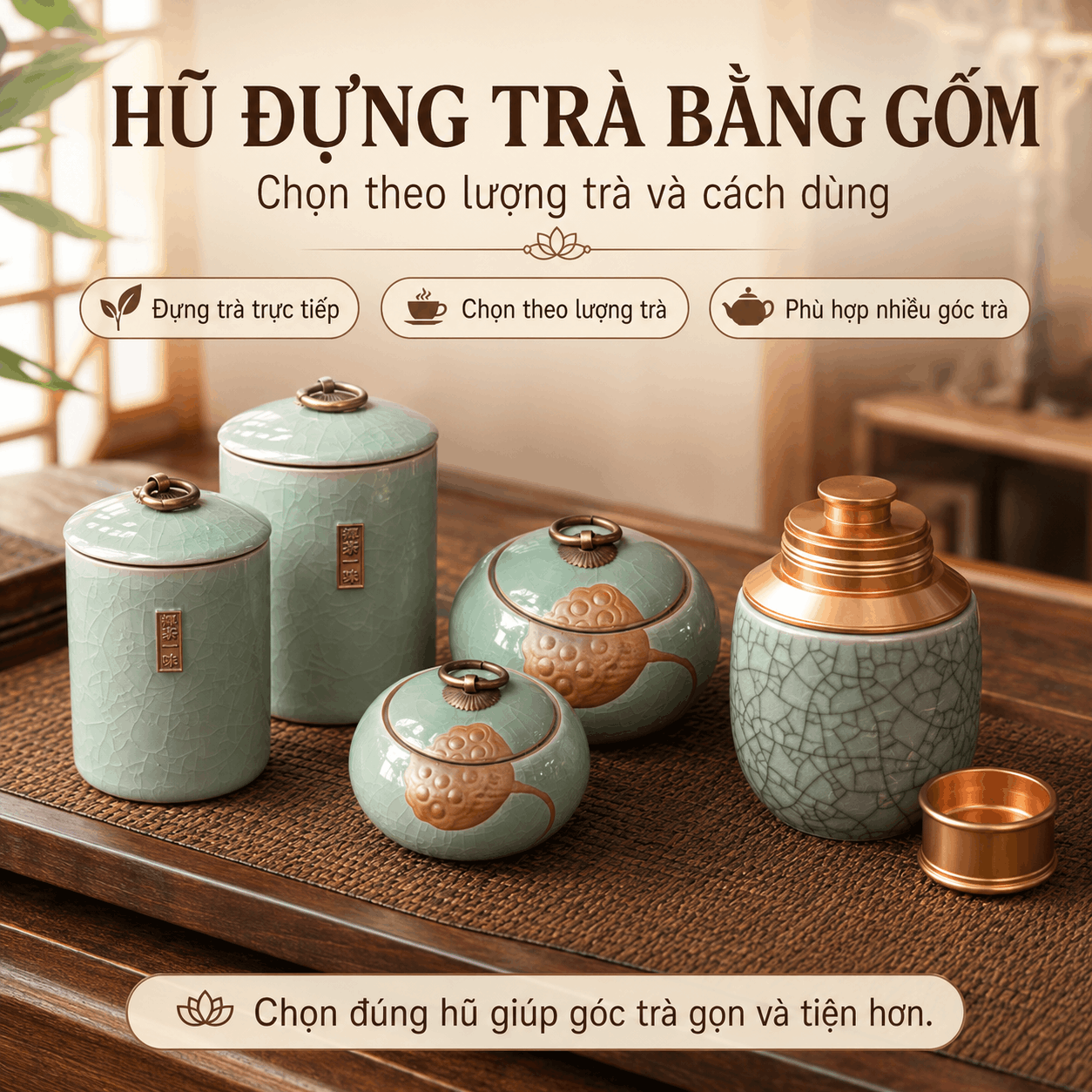 Hộp Đựng Tr&agrave; Bằng Gốm