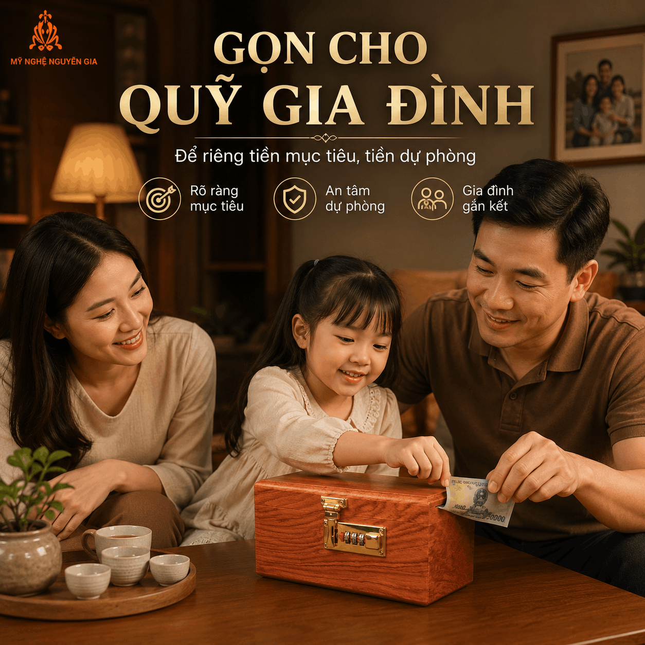 Hộp Đựng Tiền Có Khóa Số Bằng Gỗ Hương – Hộp Tiết Kiệm 300 Tờ