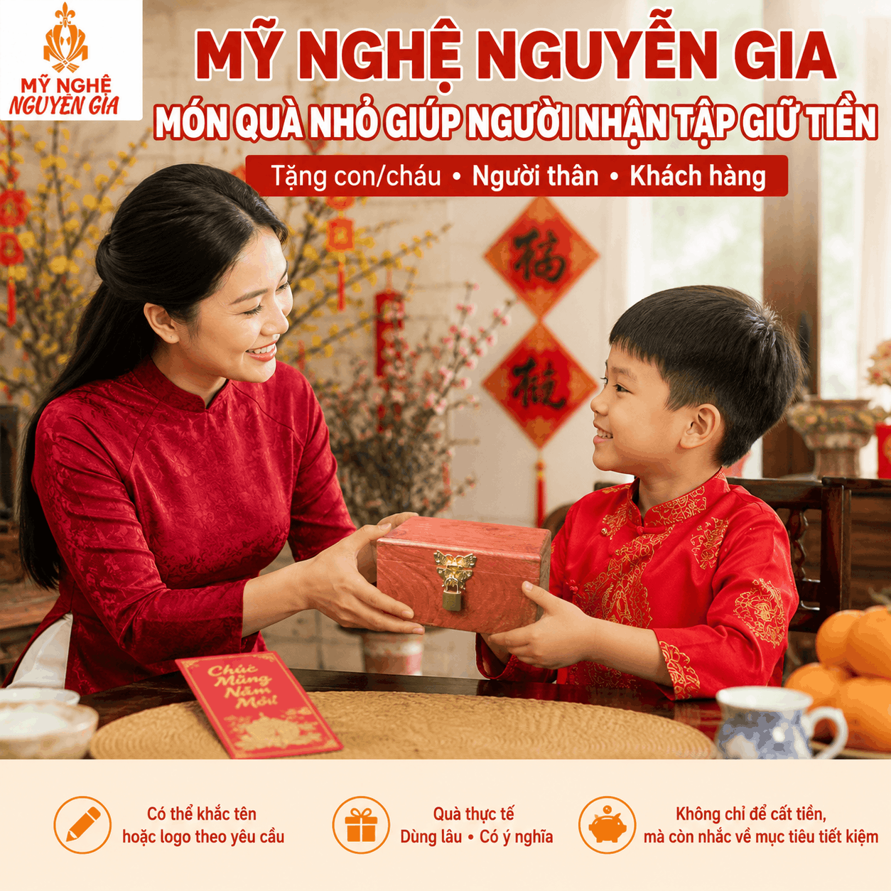 Hộp Gỗ Đựng Tiền Mini Có Khóa Chìa – Gỗ Hương Chứa 300 Tờ