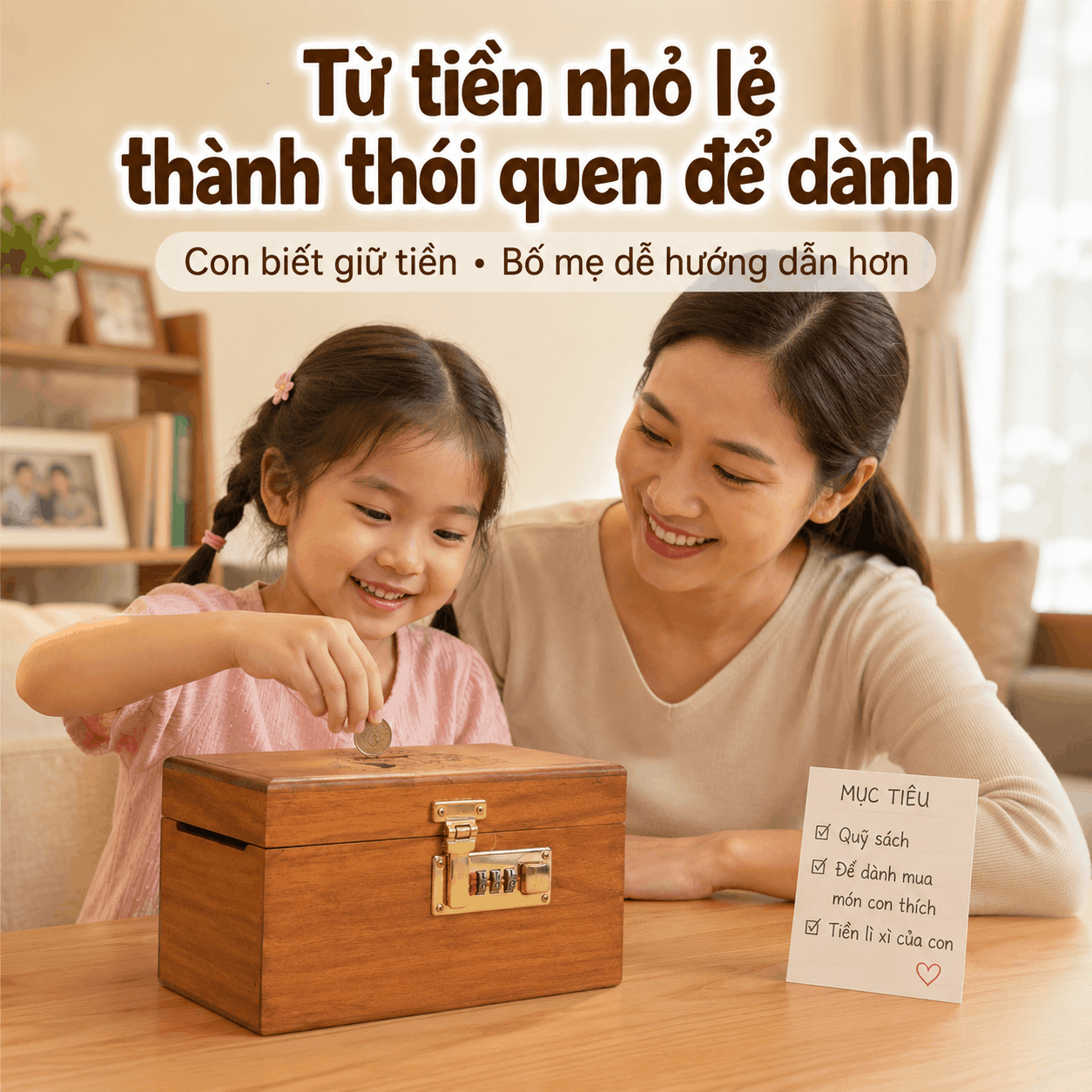 Hộp Tiết Kiệm Cho Bé Mẫu Công Chúa Tuyết – Gỗ Hương, Khóa Số