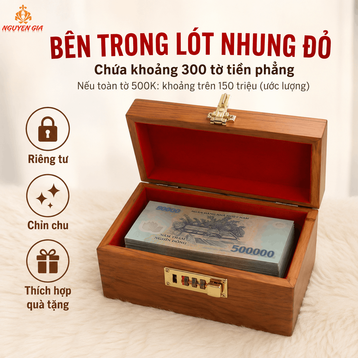 Hộp Tiết Kiệm Cho Bé Mẫu Doremon – Gỗ Hương, Khóa Số