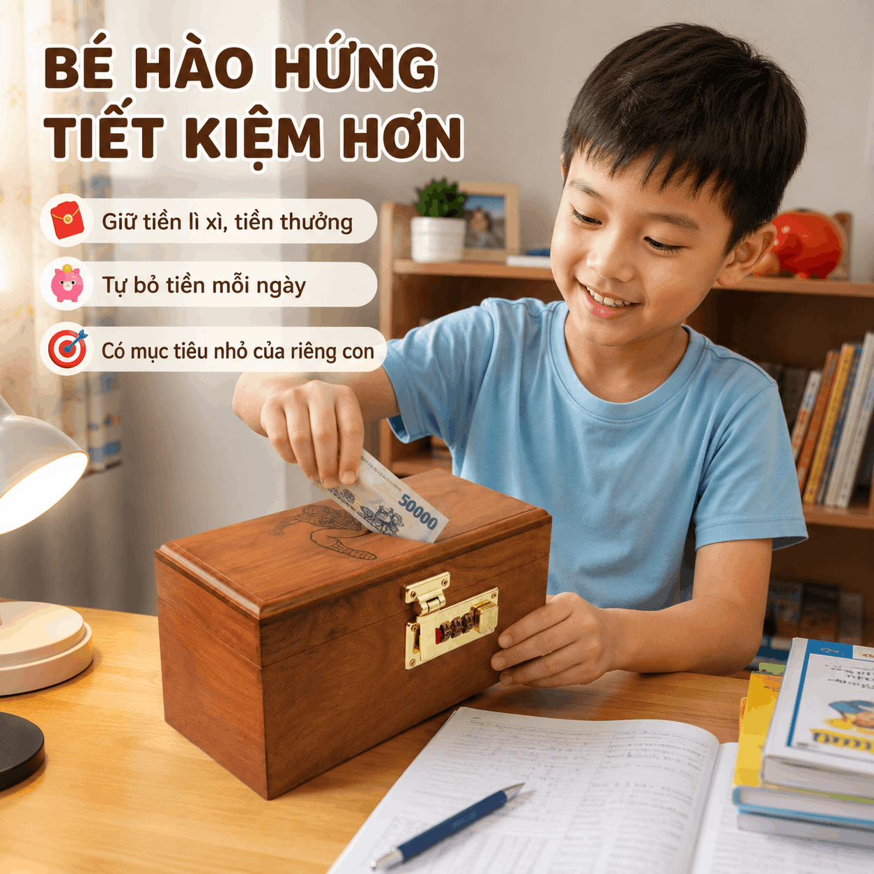 Hộp Tiết Kiệm Cho Bé Mẫu Siêu Nhân Nhện – Gỗ Hương, Khóa Số