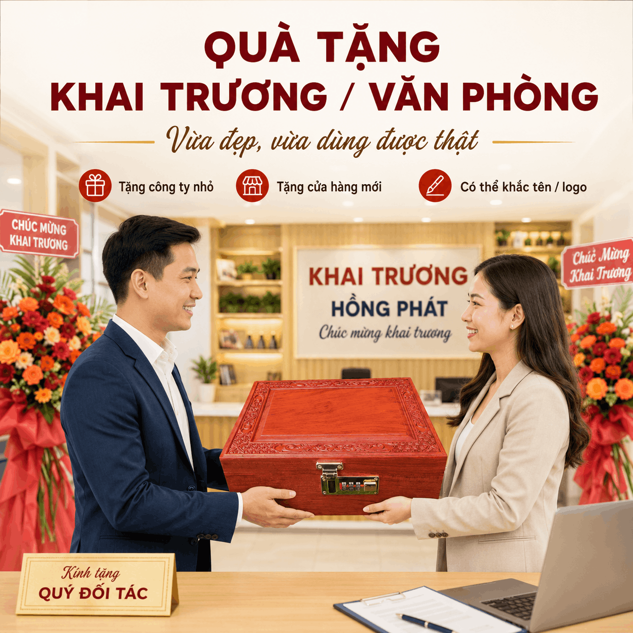 Hộp Đựng Con Dấu Công Ty Bằng Gỗ Hương Cỡ Lớn – Khóa Số