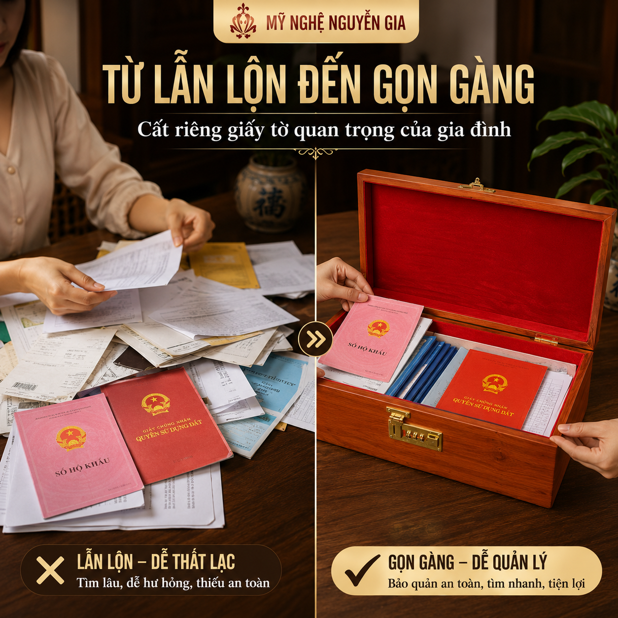 Hộp Đựng Gia Phả Bằng Gỗ Hương – Cất Sắc Phong, Sổ Đỏ, Tài Liệu A4