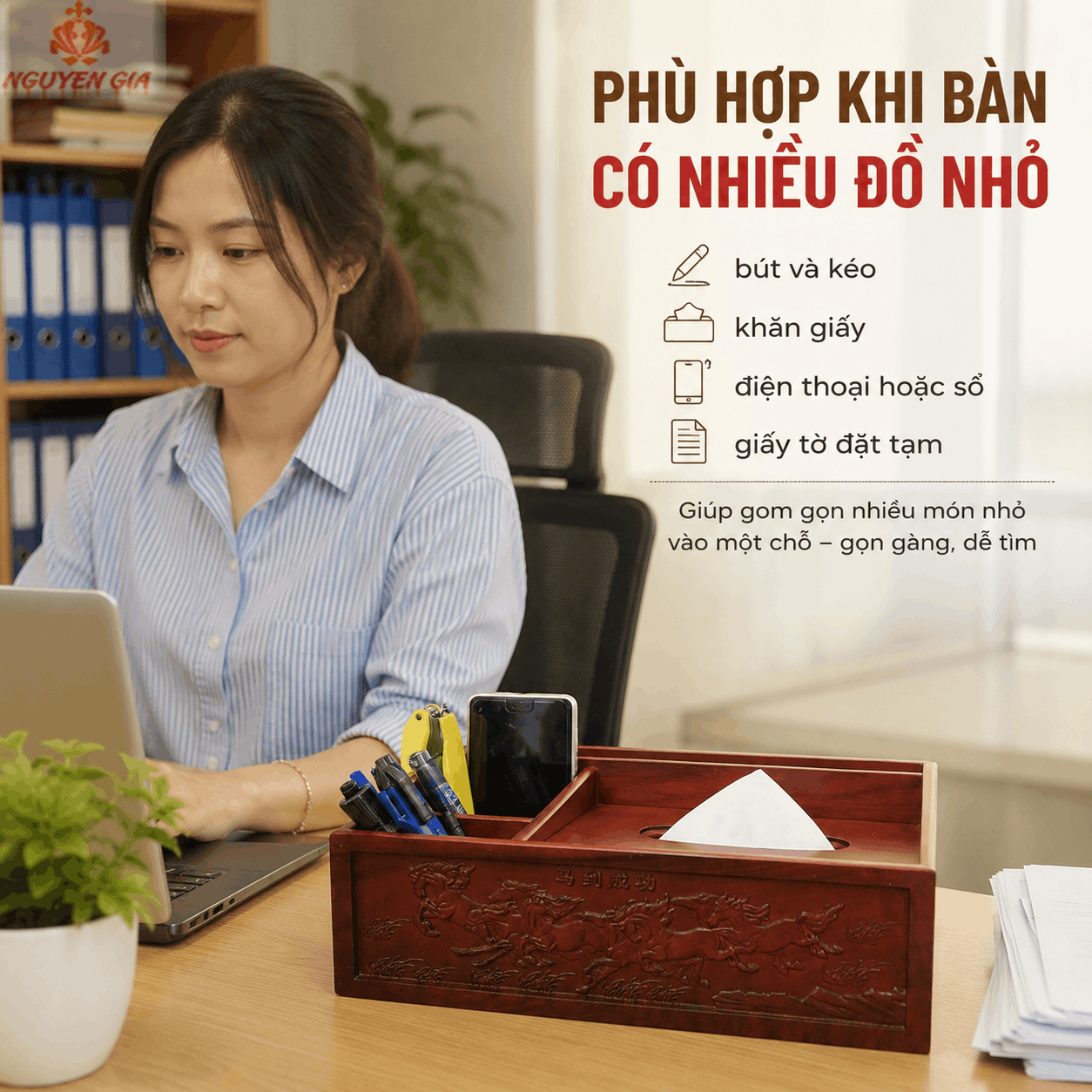Kệ Gỗ Để Đồ Văn Phòng Phẩm Mã Đáo Thành Công 31 × 17 × 13 cm