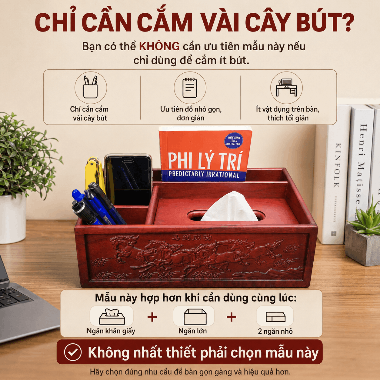 Kệ Gỗ Để Đồ Văn Phòng Phẩm Mã Đáo Thành Công 31 × 17 × 13 cm