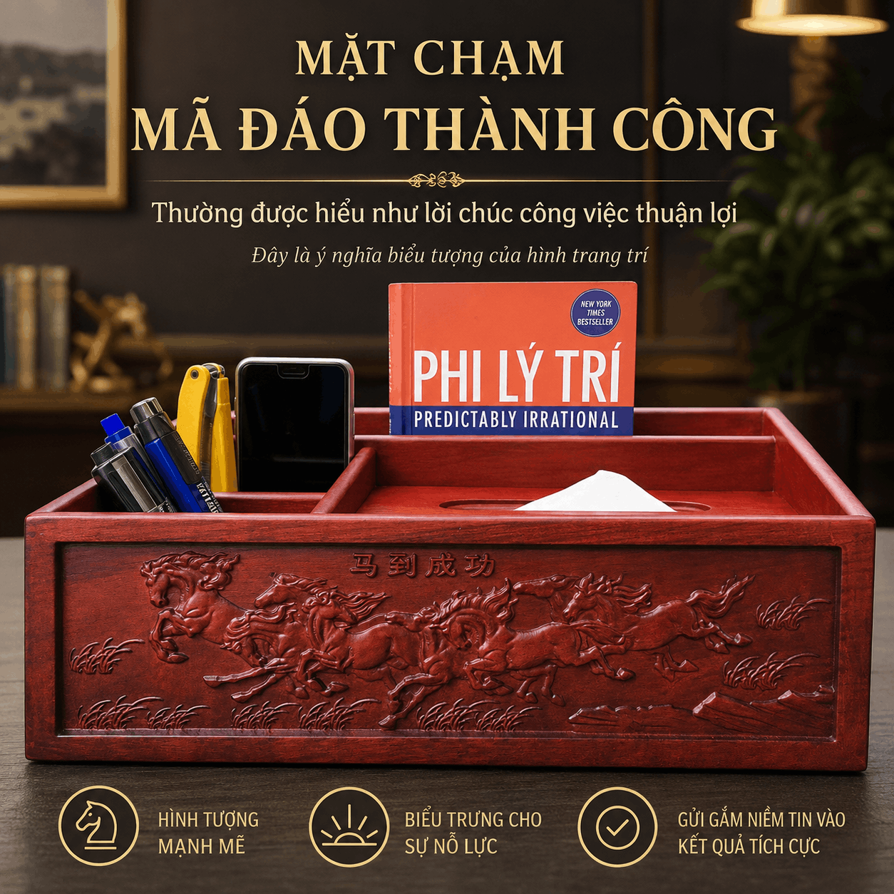 Kệ Gỗ Để Đồ Văn Phòng Phẩm Mã Đáo Thành Công 31 × 17 × 13 cm