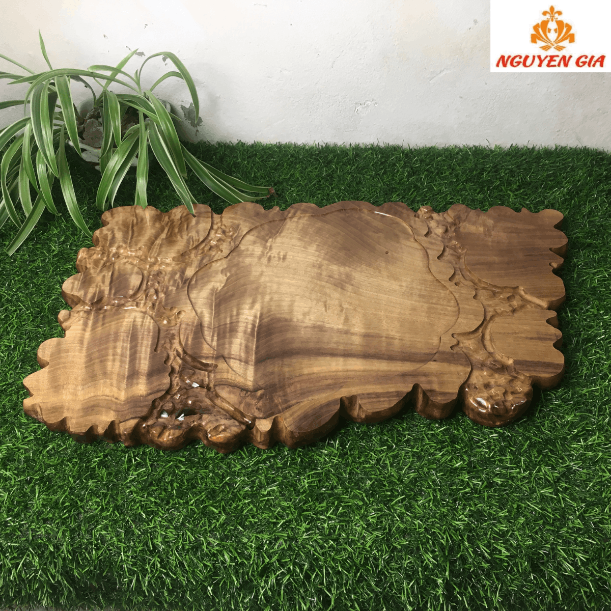 Khay Trà Gỗ Dổi Nguyên Khối 51x32cm – Vân Đậm, Dáng Rộng, Nhìn Là Muốn Ngồi Lại