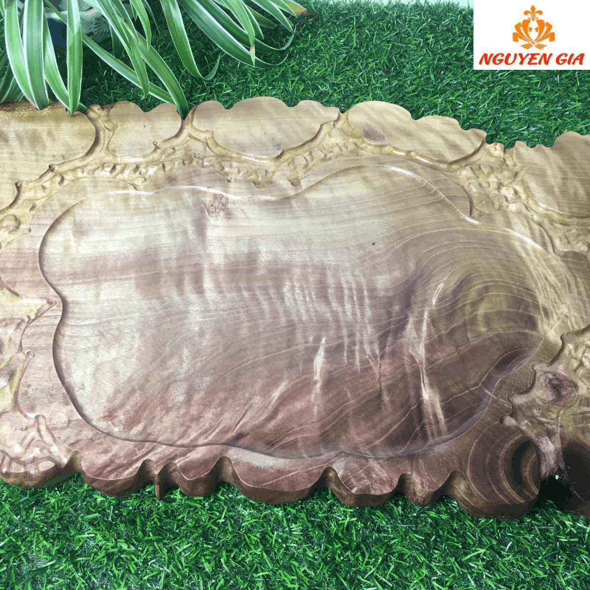 Khay Trà Gỗ Dổi Nguyên Khối 59x34cm – Bản Lớn, Vân Sống Động, Điểm Nhấn Nổi Bật