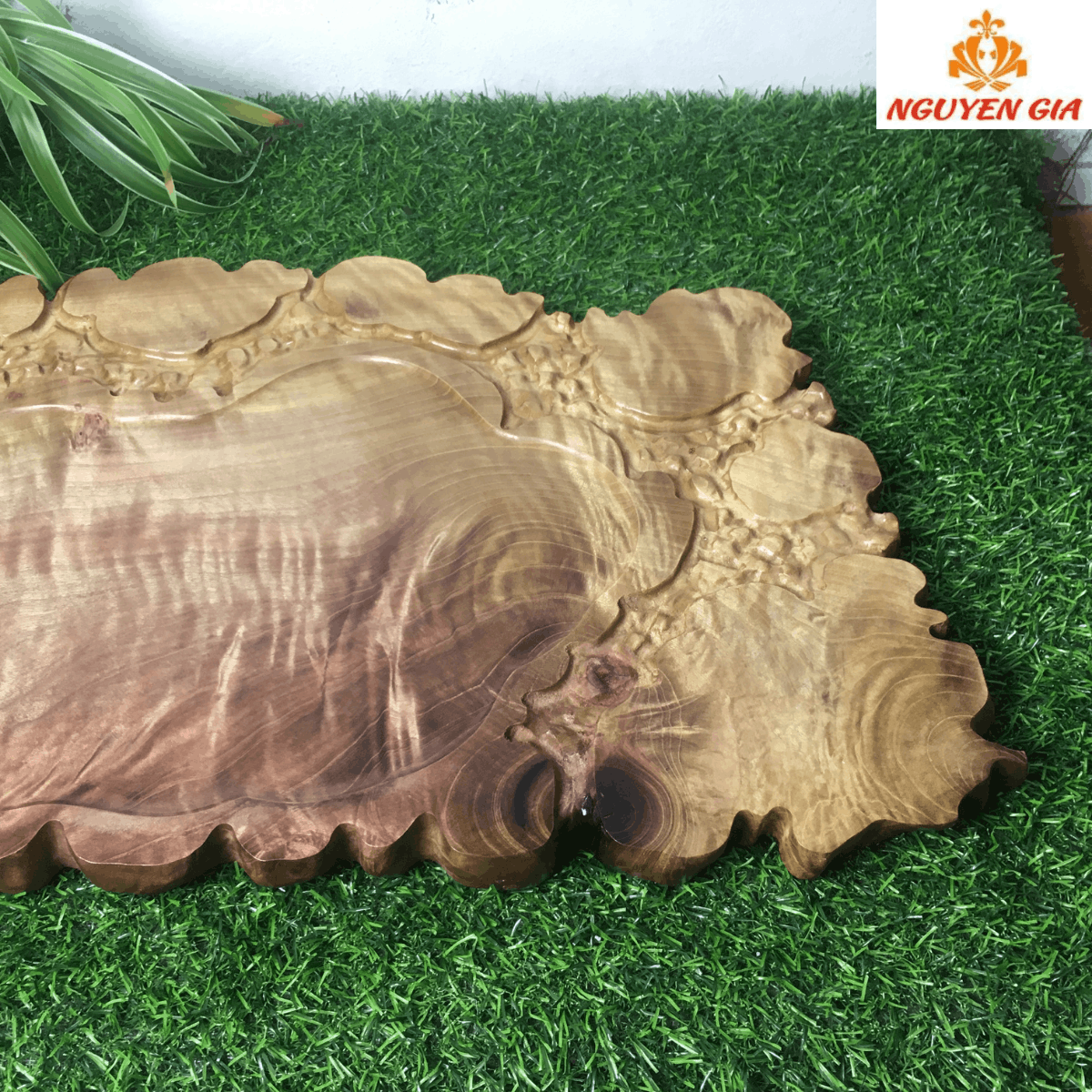 Khay Trà Gỗ Dổi Nguyên Khối 59x34cm – Bản Lớn, Vân Sống Động, Điểm Nhấn Nổi Bật