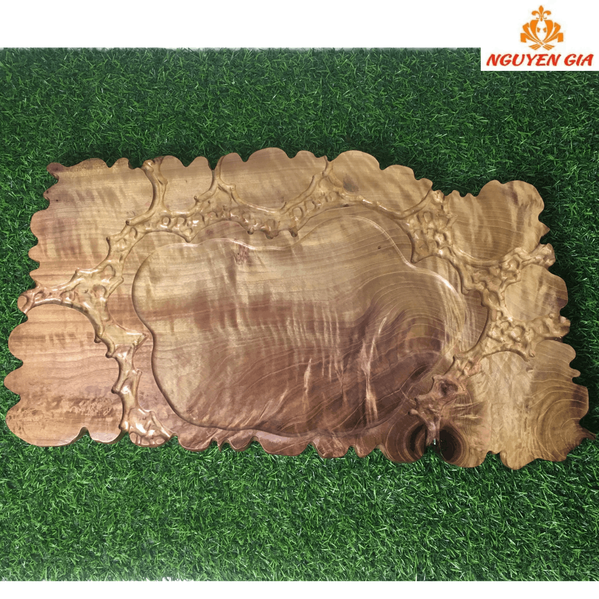 Khay Trà Gỗ Dổi Nguyên Khối 59x34cm – Bản Lớn, Vân Sống Động, Điểm Nhấn Nổi Bật