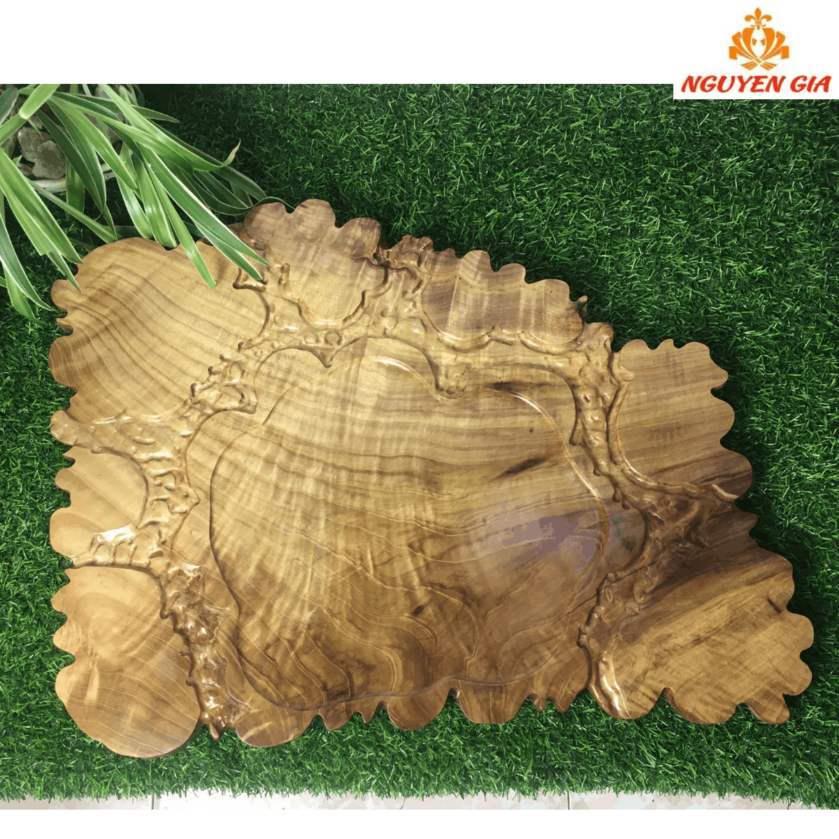 Khay Trà Gỗ Dổi Nguyên Khối 56x41cm – Bản Rộng, Vân Loang Nhẹ, Phù hợp mọi không gian