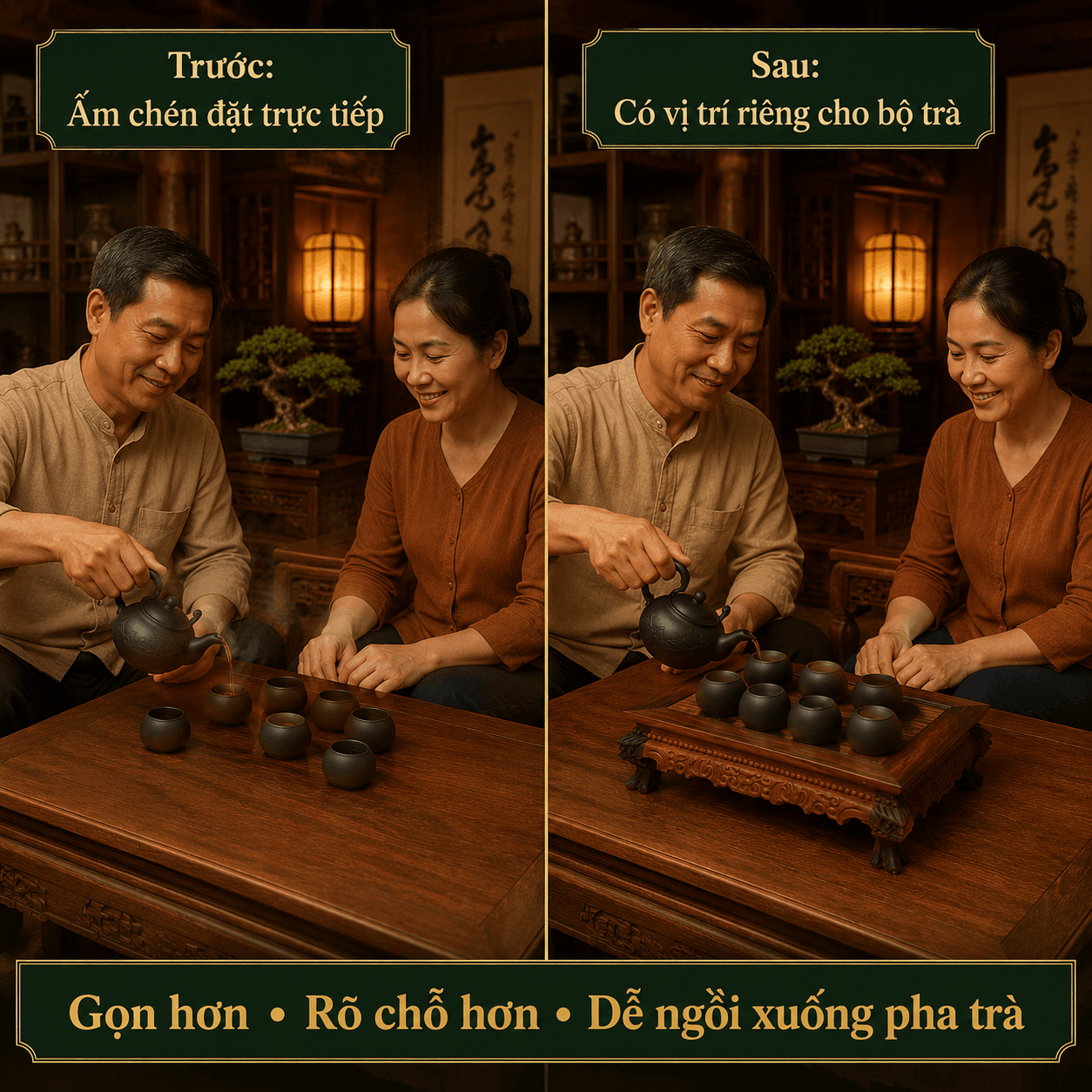 Bàn trà gỗ mini bằng gỗ Trắc 31 × 21 × 8 cm