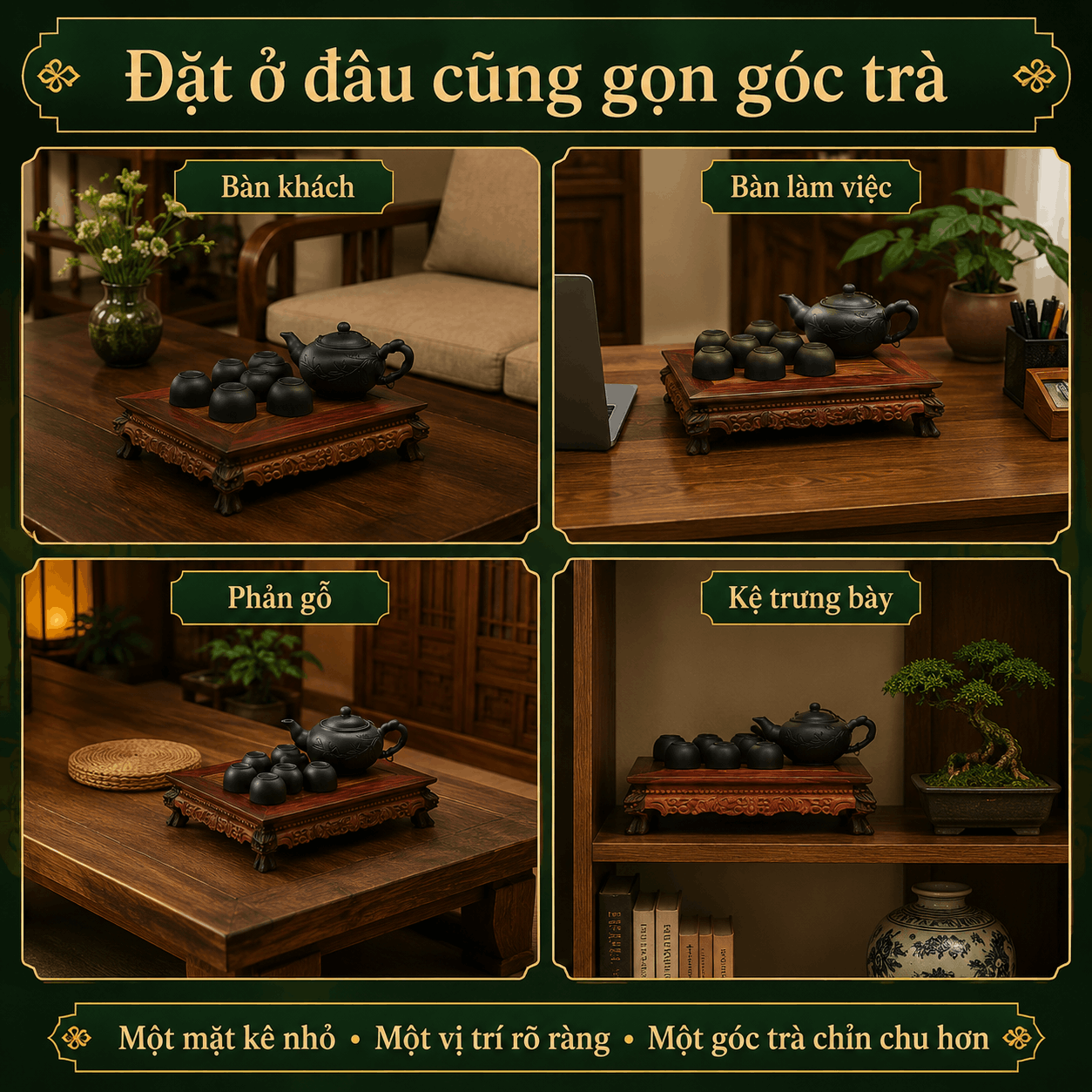 Bàn trà gỗ mini bằng gỗ Trắc 31 × 21 × 8 cm