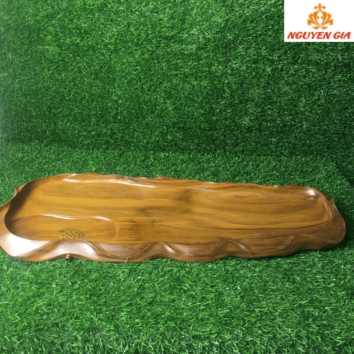 Khay trà gỗ Bách Xanh mẫu Lá Sen KT62x24 (không bao gồm ấm chén và phụ kiện)