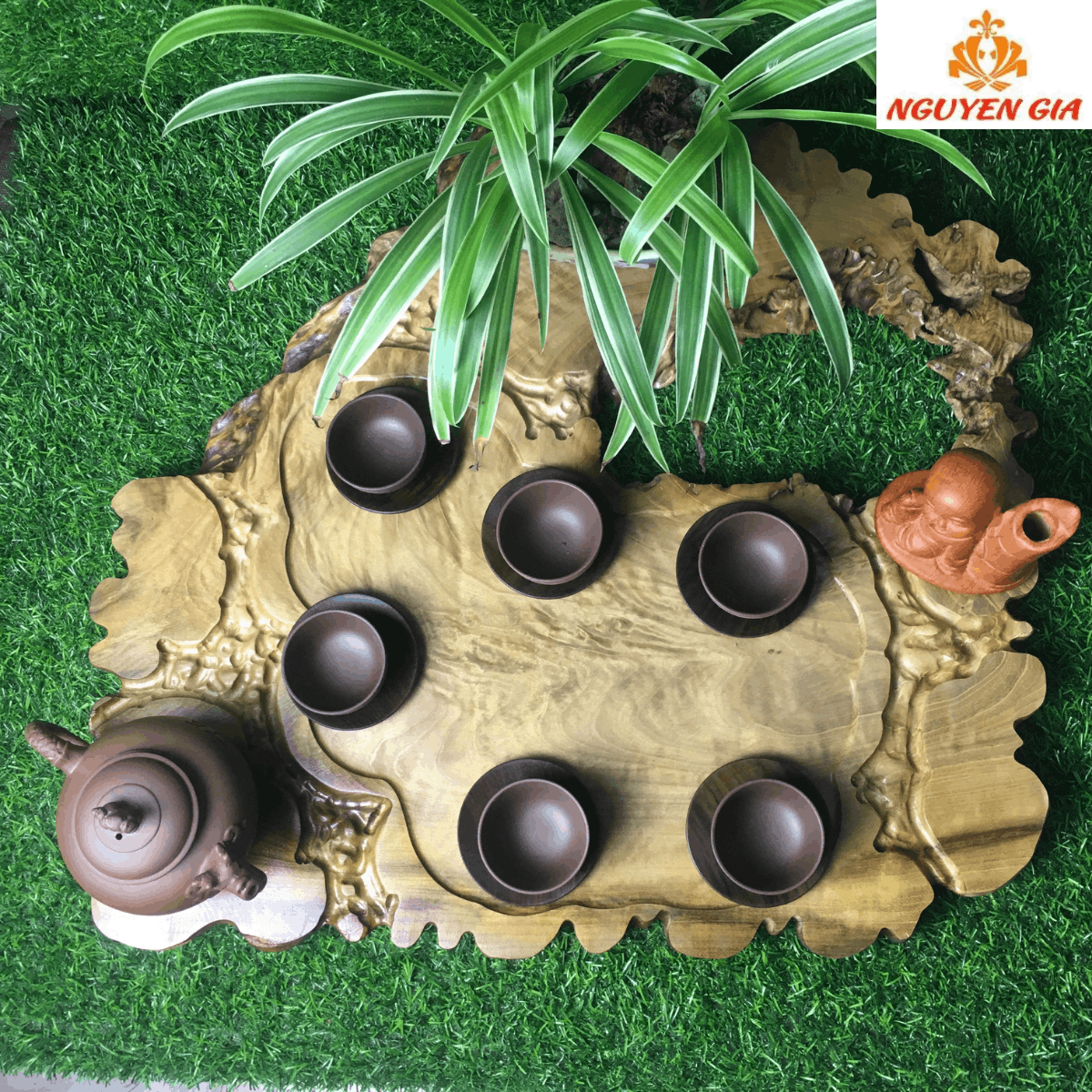 Khay Trà Gỗ Dổi Nguyên Khối Dáng Khoét Rỗng Tự Nhiên – Thế Gỗ Độc Lạ, Cá Tính Mạnh (không bao gồm phụ kiện)