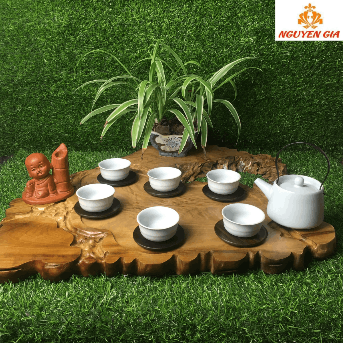 Khay Trà Gỗ Dổi Nguyên Khối Dáng Khoét Rỗng Tự Nhiên – Thế Gỗ Độc Lạ, Cá Tính Mạnh (không bao gồm phụ kiện)