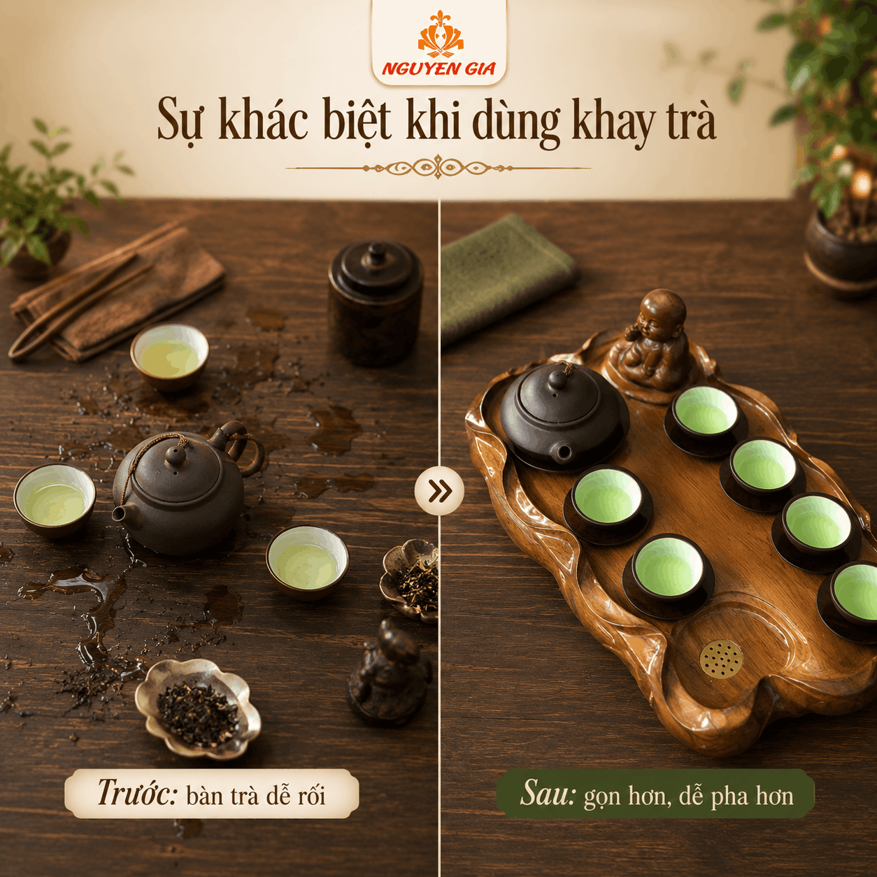 Khay trà gỗ Bách Xanh