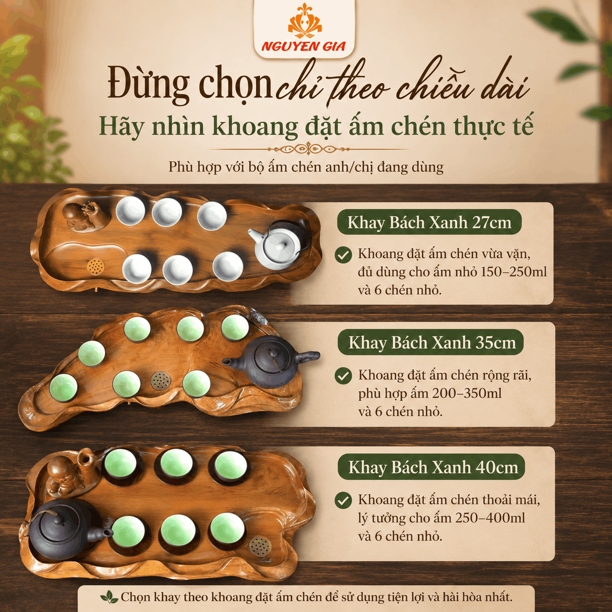 Khay trà gỗ Bách Xanh