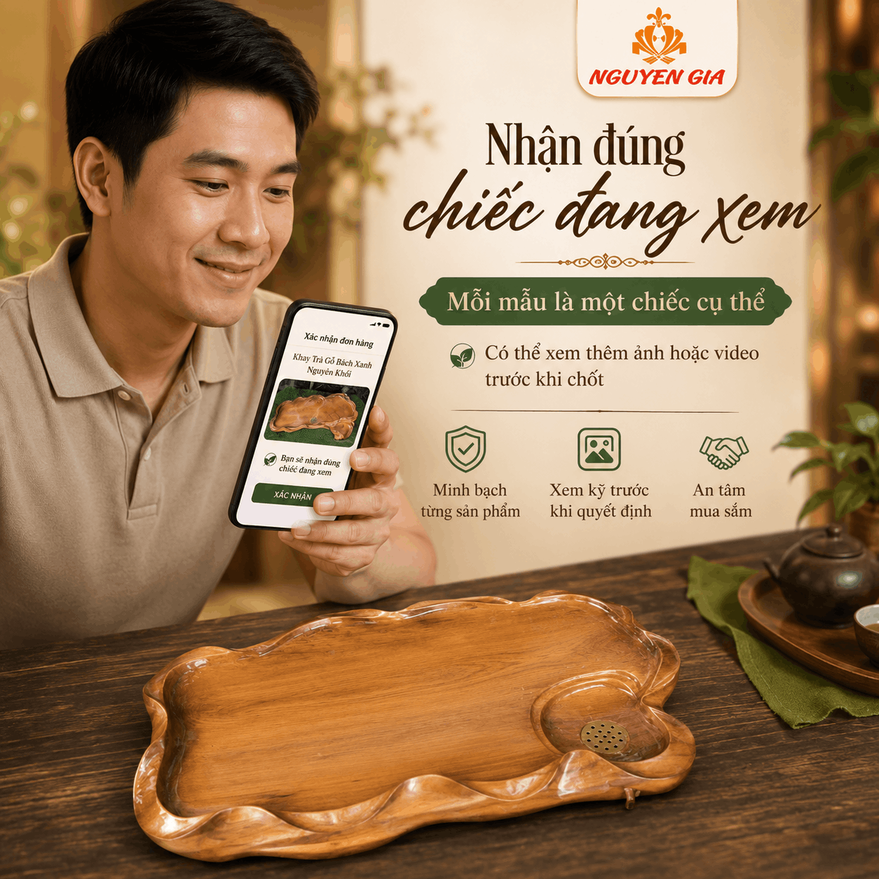 Khay trà gỗ Bách Xanh