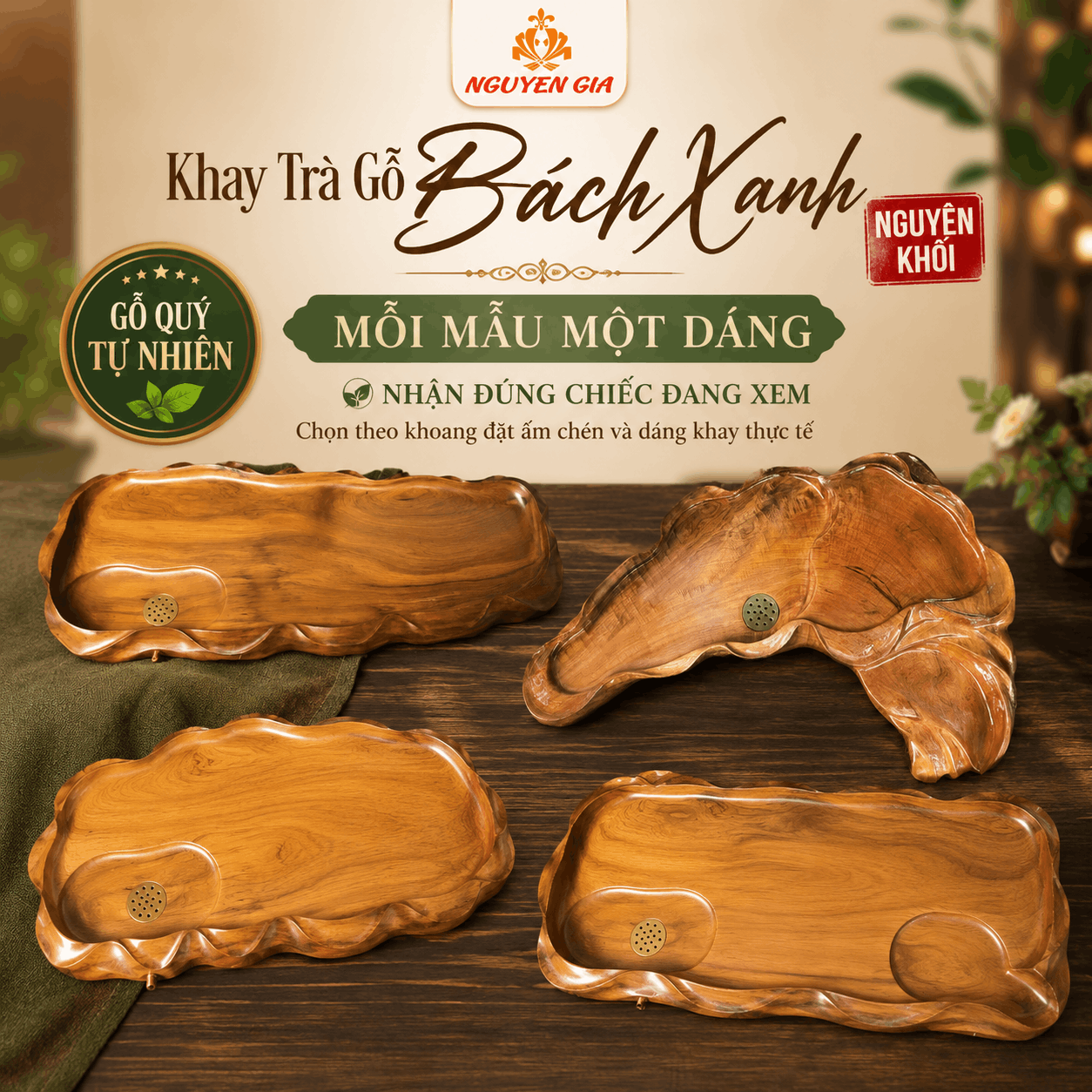 Khay trà gỗ Bách Xanh