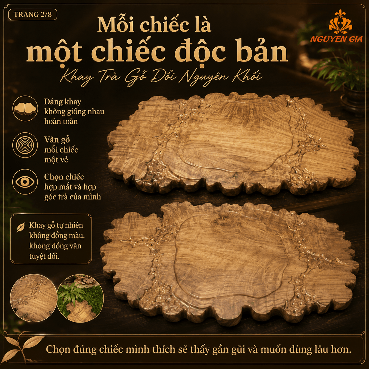 Khay Trà Gỗ Dổi Nguyên Khối