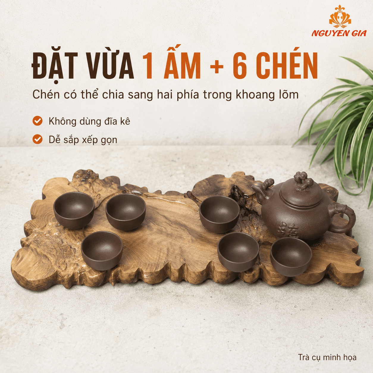 Khay trà gỗ Dổi nguyên khối 54 × 23 × 3 cm
