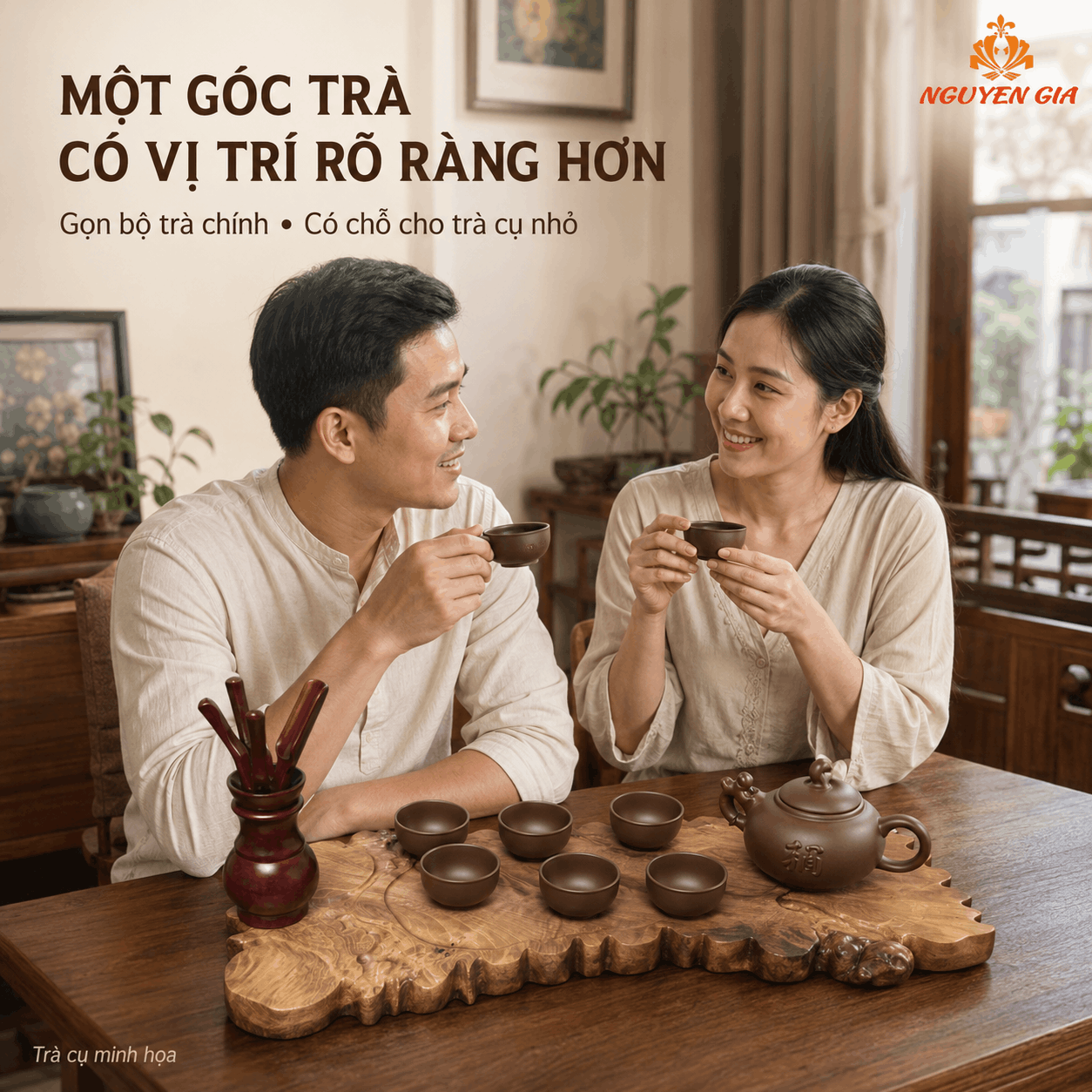 Khay trà gỗ Dổi nguyên khối 54 × 23 × 3 cm