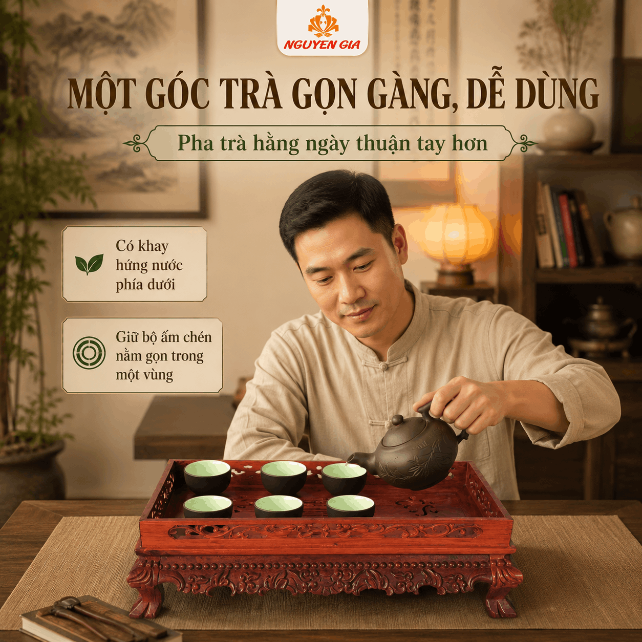 Khay trà gỗ Hương