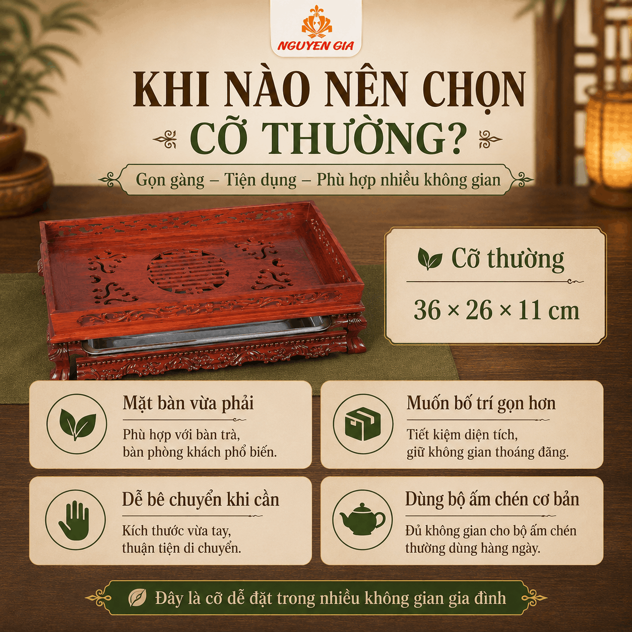 Khay trà gỗ Hương