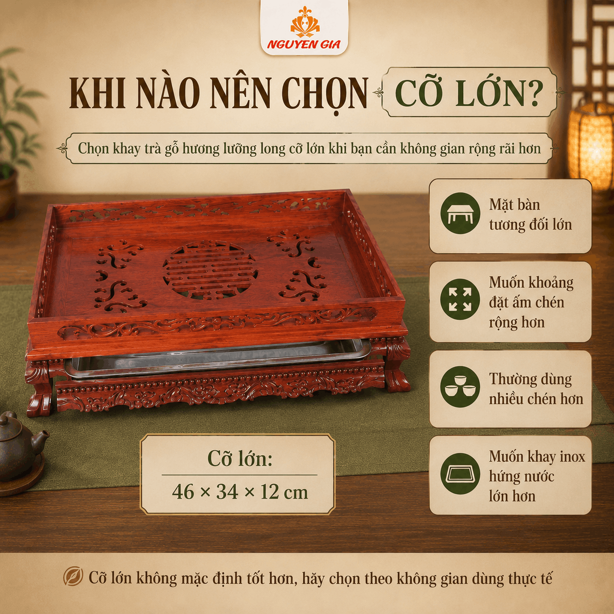 Khay trà gỗ Hương