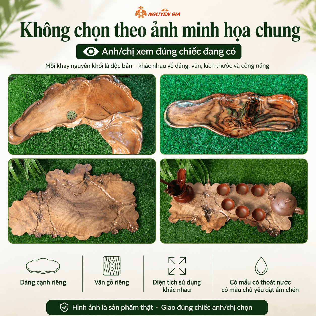 Khay trà gỗ nguyên khối