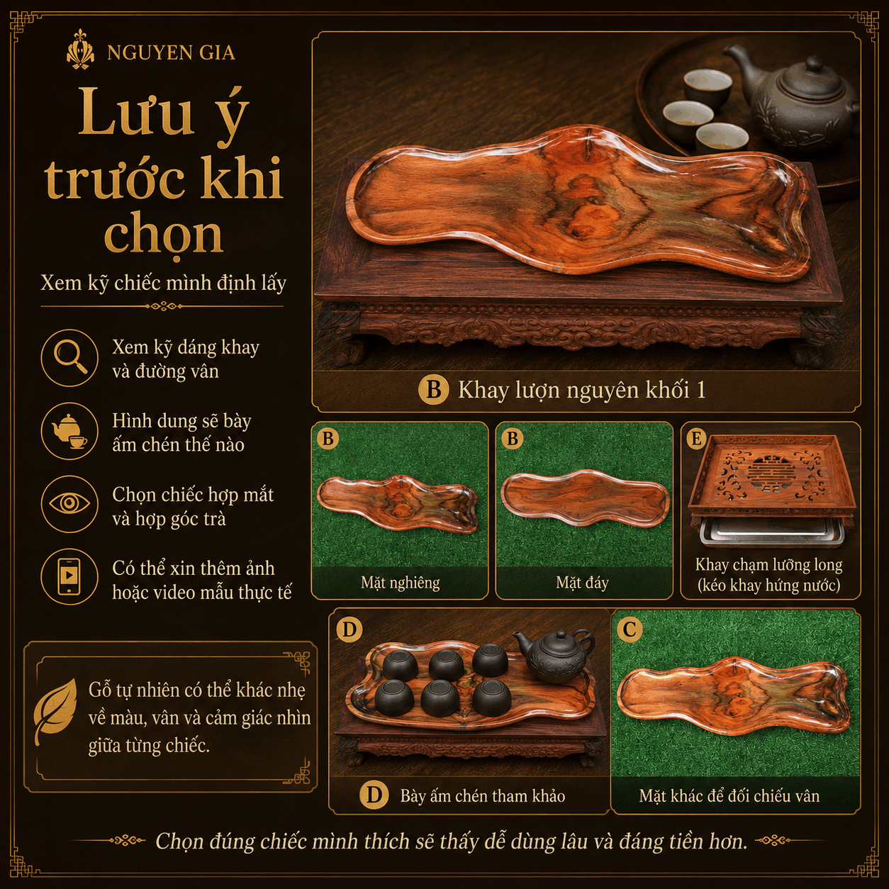 Khay trà gỗ trắc