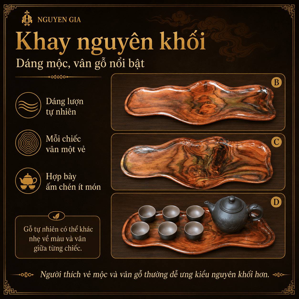 Khay trà gỗ trắc