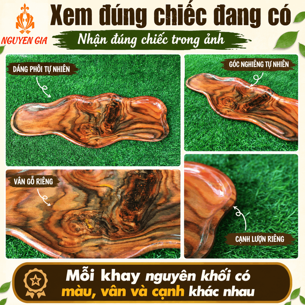 Khay trà gỗ Trắc nguyên khối 40 × 14 cm dáng lượn tự nhiên