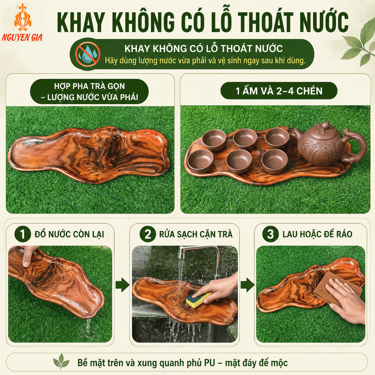 Khay trà gỗ Trắc nguyên khối 40 × 14 cm dáng lượn tự nhiên