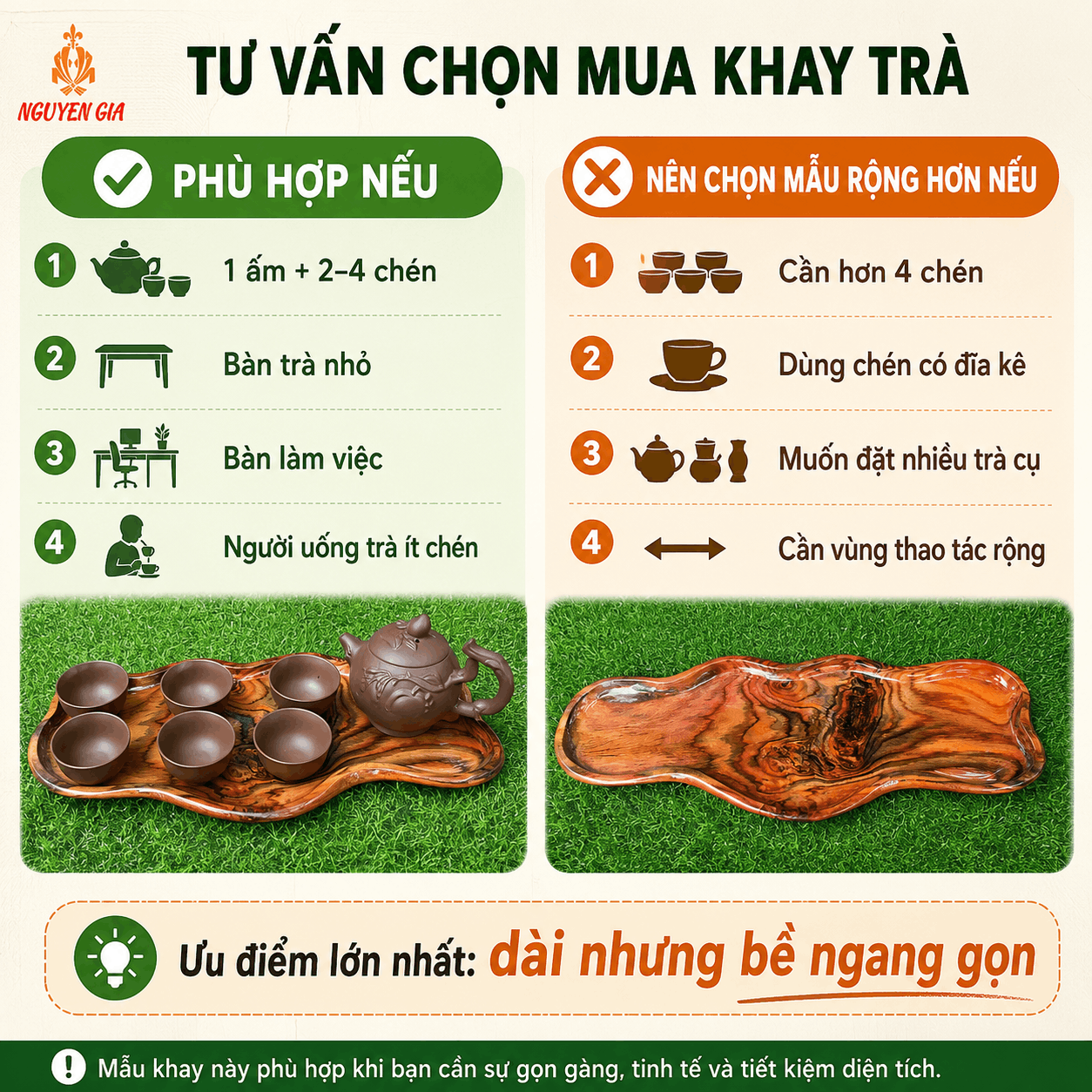 Khay trà gỗ Trắc nguyên khối 40 × 14 cm dáng lượn tự nhiên