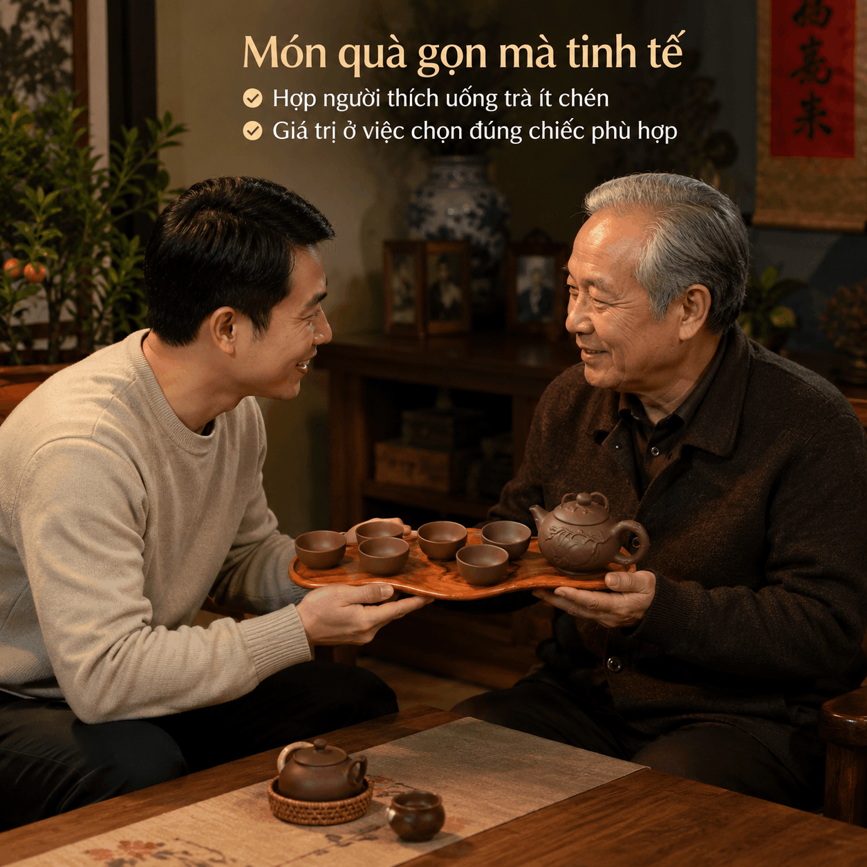 Khay trà gỗ Trắc nguyên khối 40 × 14 cm