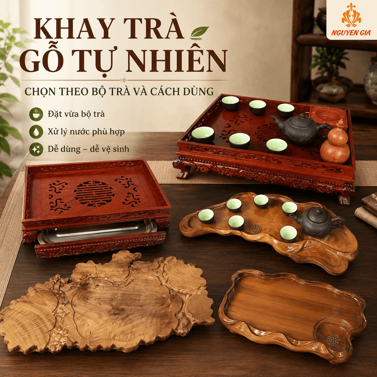 Khay trà gỗ
