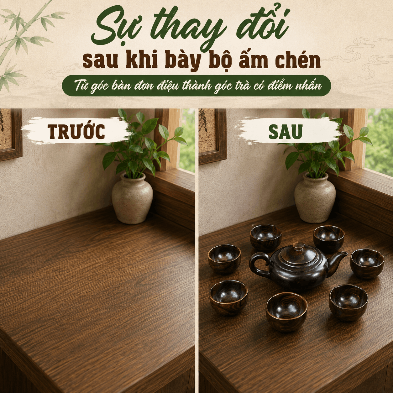 Bộ ấm chén gỗ Trắc – 1 ấm 6 chén