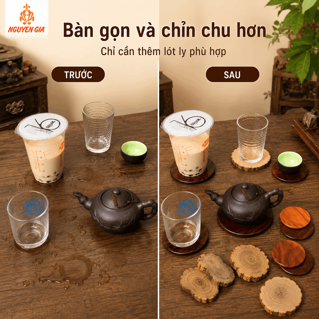 Lót ly gỗ