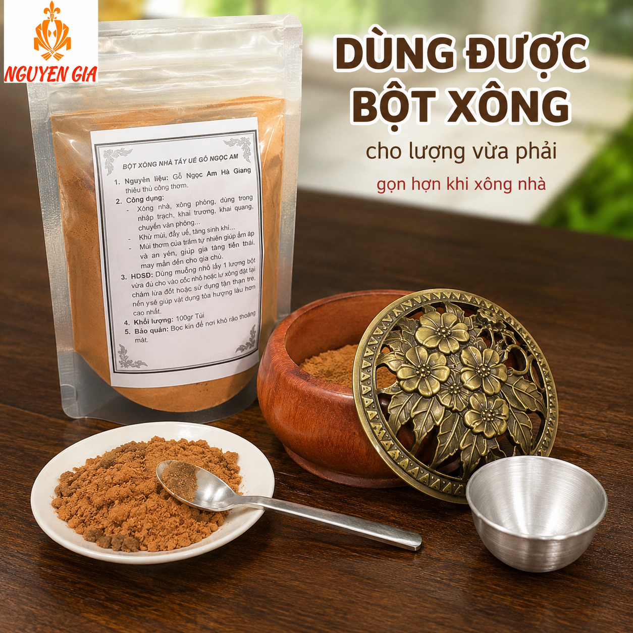 Lư Xông Trầm Gỗ Hương – Lư Đốt Trầm Mẫu Hoa Mai Kèm Cốc Nhôm
