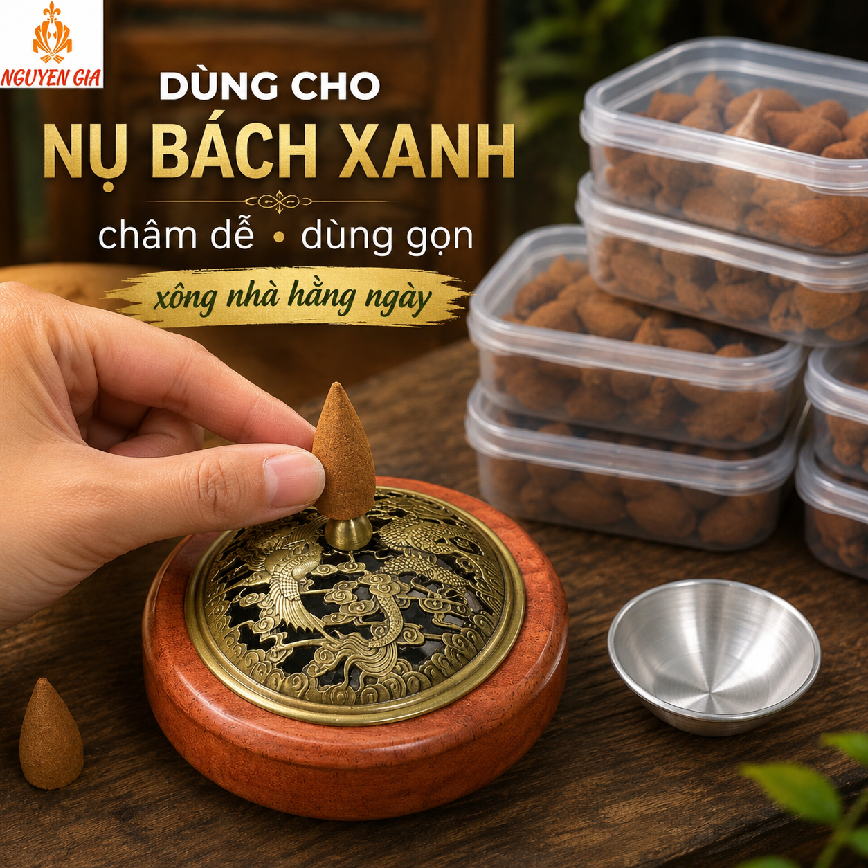 Lư Xông Trầm Gỗ Hương Mẫu Long Phụng – Trang Trọng Cho Phòng Thờ